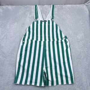 Game Bibs Overall Shorts Men XL Green White Striped Game Day Spirit Wear Cotton